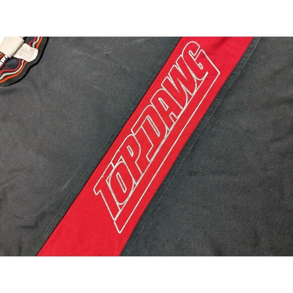 VINTAGE 90s Top Dawg Mens Jersey Sweatshirt Black Red Spell Out Long Sleeve - Picture 4 of 8